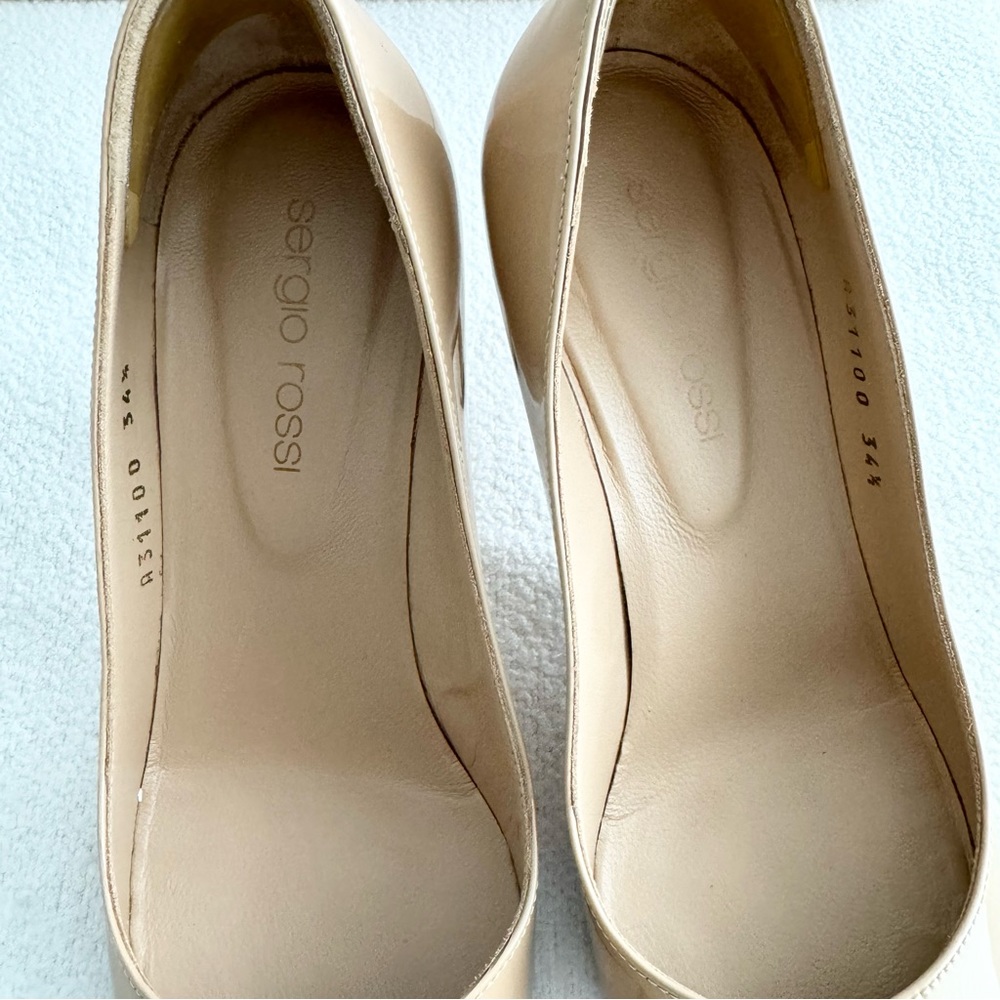 Sergio Rossi Mid-Heel Patent Calfskin Pump Blush 34.5 - Picture 11 of 15